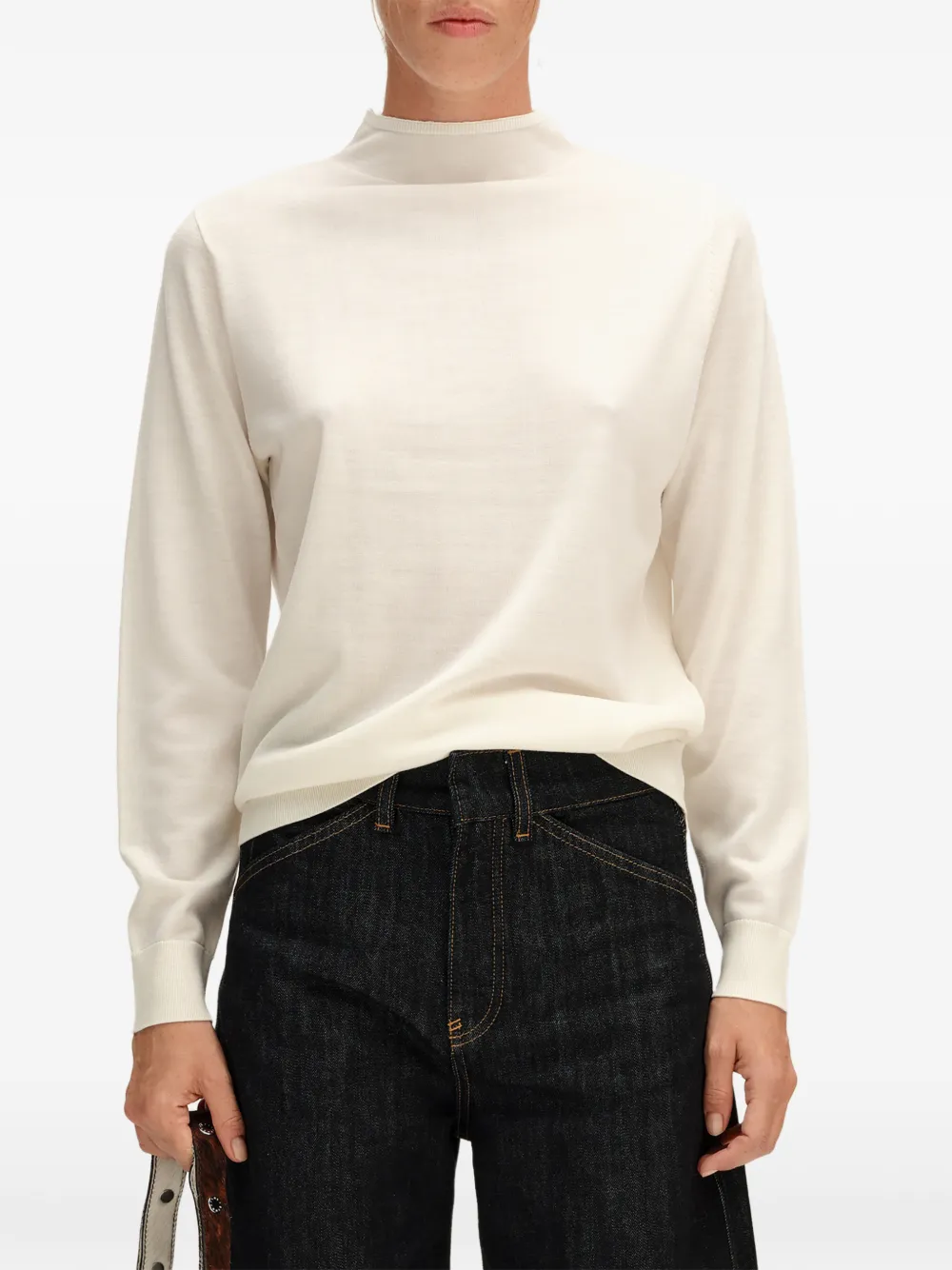 BIMBA Y LOLA ivory merino wool turtleneck sweater - Toni neutri