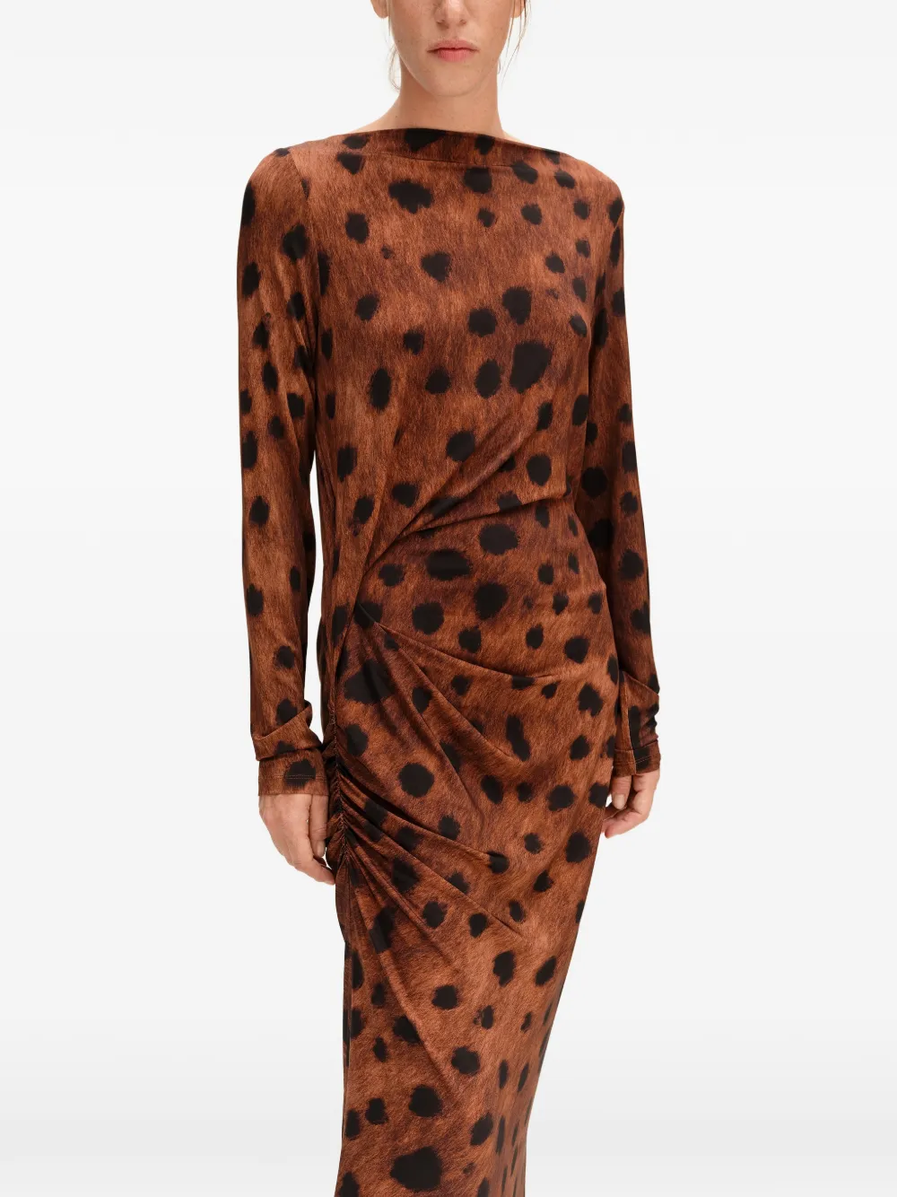 BIMBA Y LOLA deer black and brown ruched fitted dress Bruin