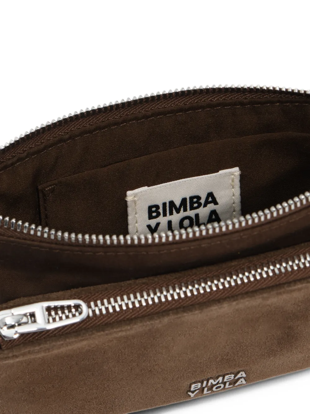BIMBA Y LOLA dark khaki cotton and suede pocket purse Bruin