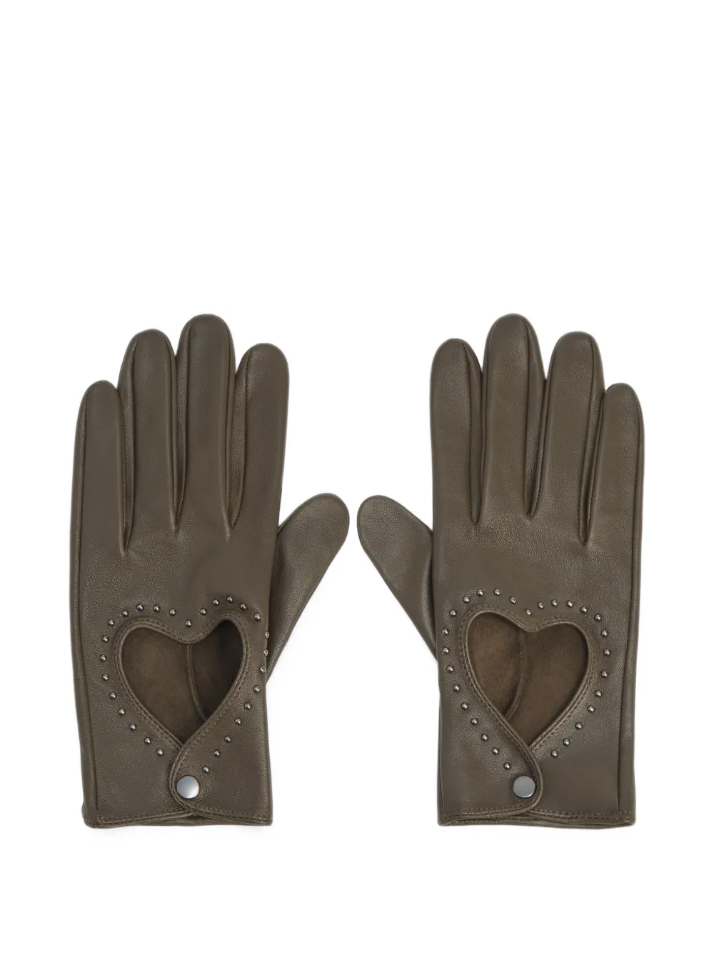 BIMBA Y LOLA khaki leather heart gloves Bruin