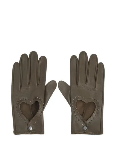 BIMBA Y LOLA khaki leather heart gloves
