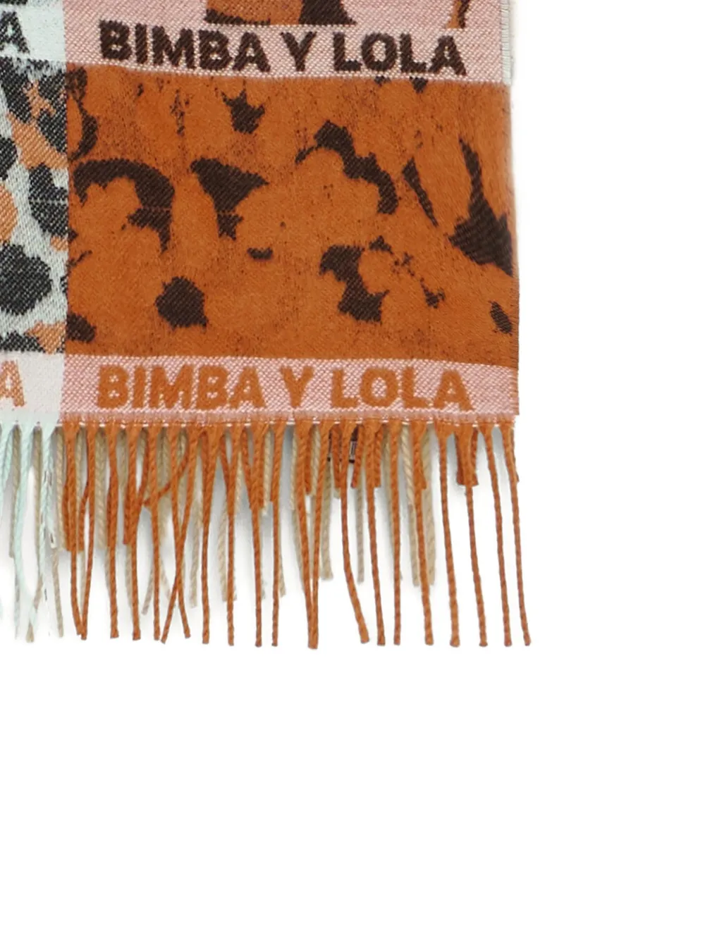 BIMBA Y LOLA shawl with animal print stripes and burnt orange logos Oranje