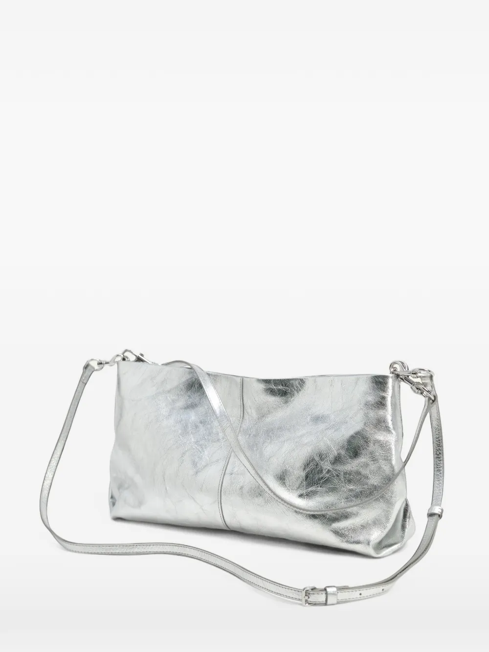 BIMBA Y LOLA large silver-tone leather clutch Zilver