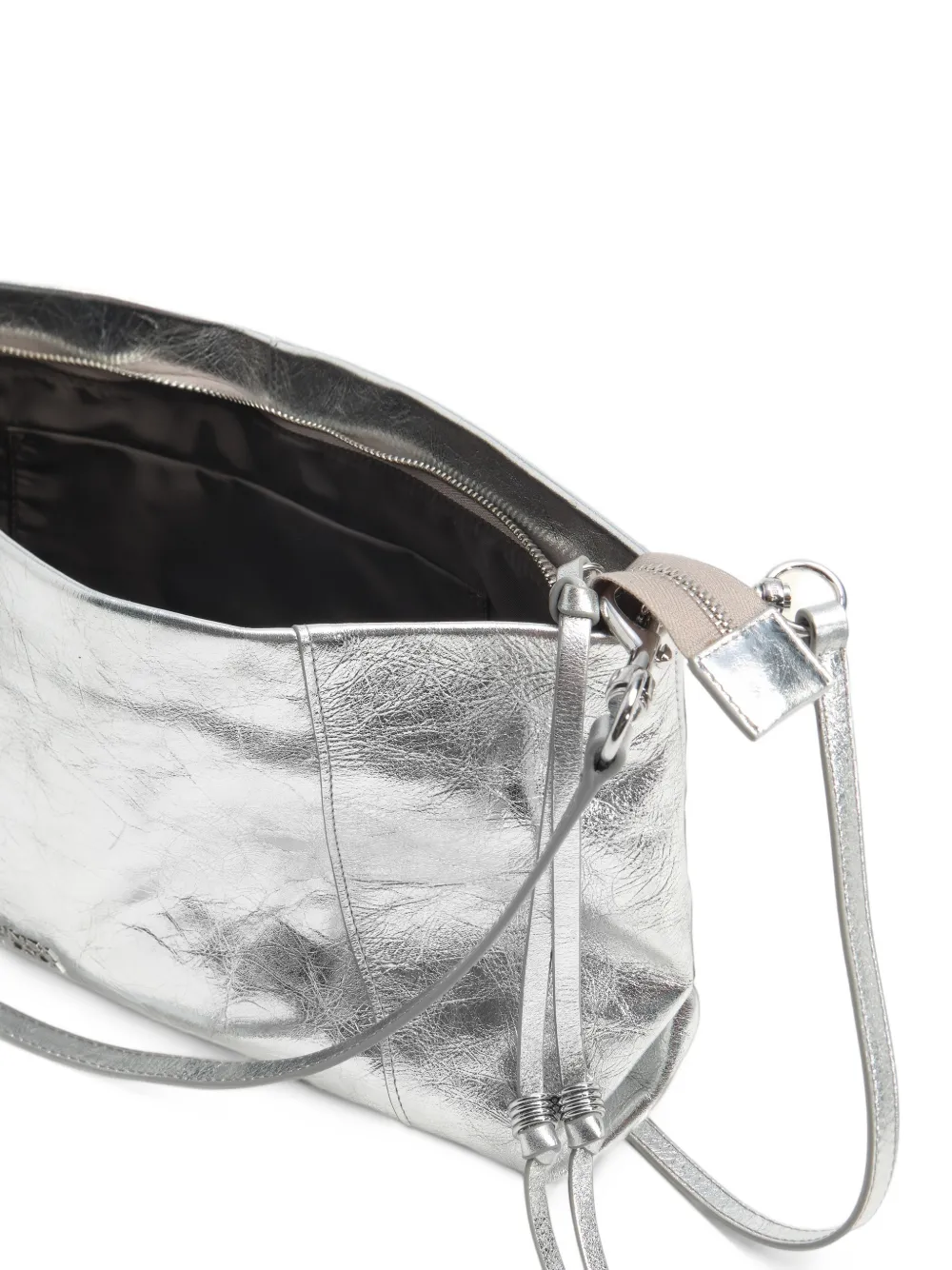 BIMBA Y LOLA large silver-tone leather clutch Zilver