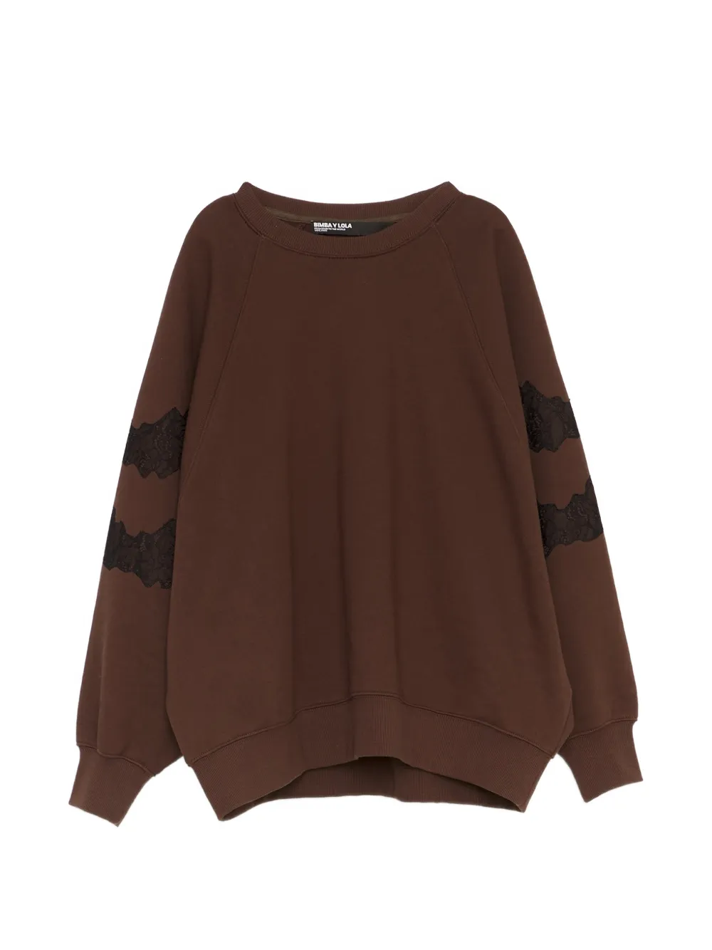 BIMBA Y LOLA sweat oversize bordé de dentelle - Marron BIMBA Y LOLA sweat oversize bordé de dentelle - Marron