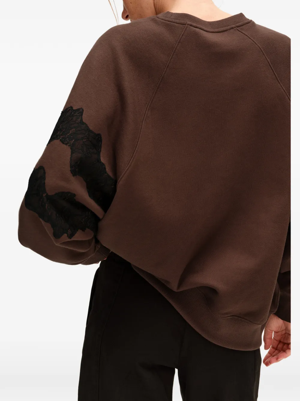 BIMBA Y LOLA chocolate oversize sweatshirt with lace trim Bruin