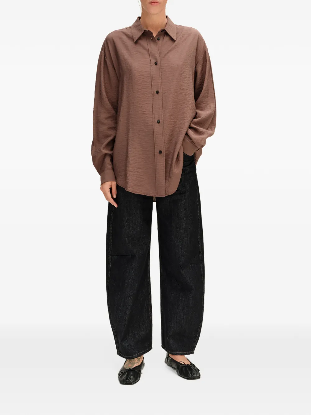 BIMBA Y LOLA straight brown-washed shirt Bruin