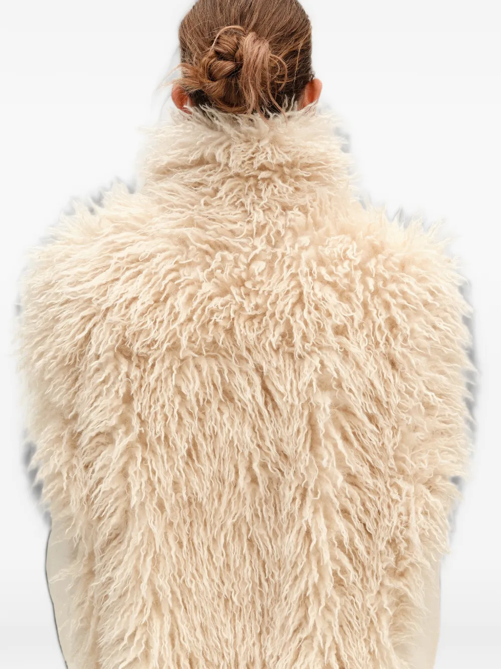 BIMBA Y LOLA ivory oversize fur vest Beige