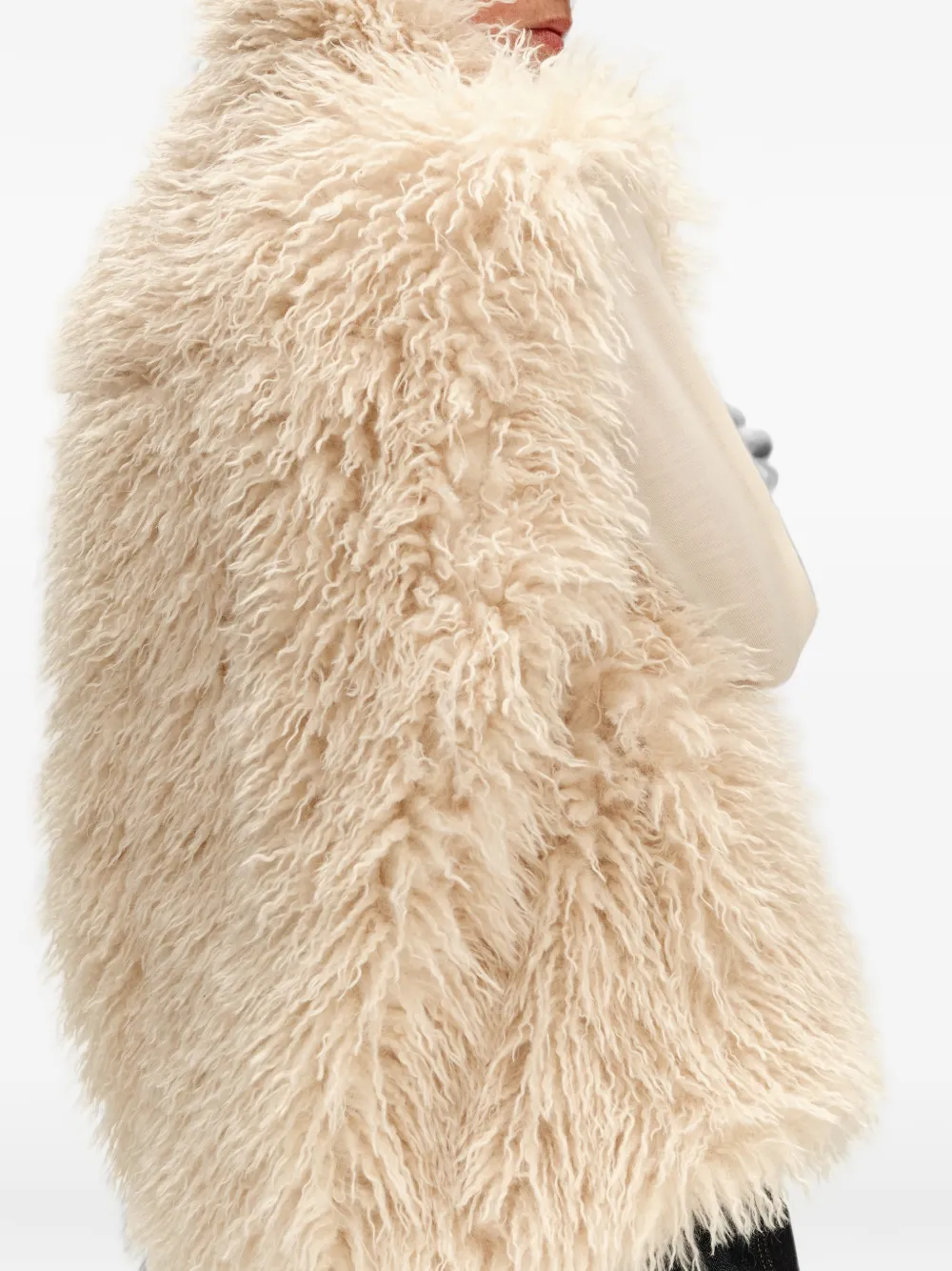 BIMBA Y LOLA ivory oversize fur vest Beige