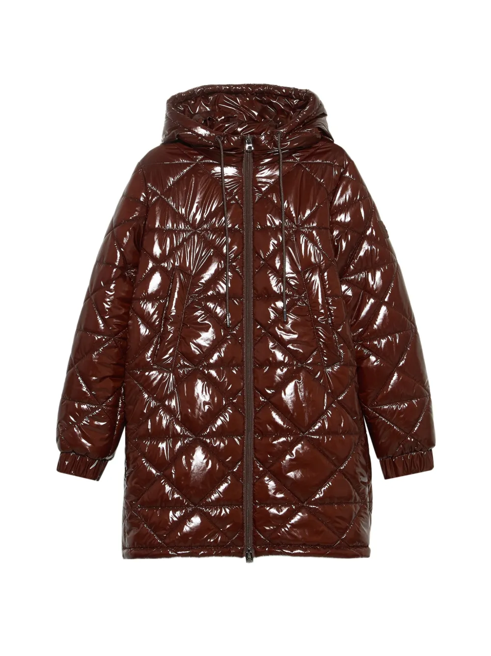 BIMBA Y LOLA brown straight-cut mid-length puffer - Marrone