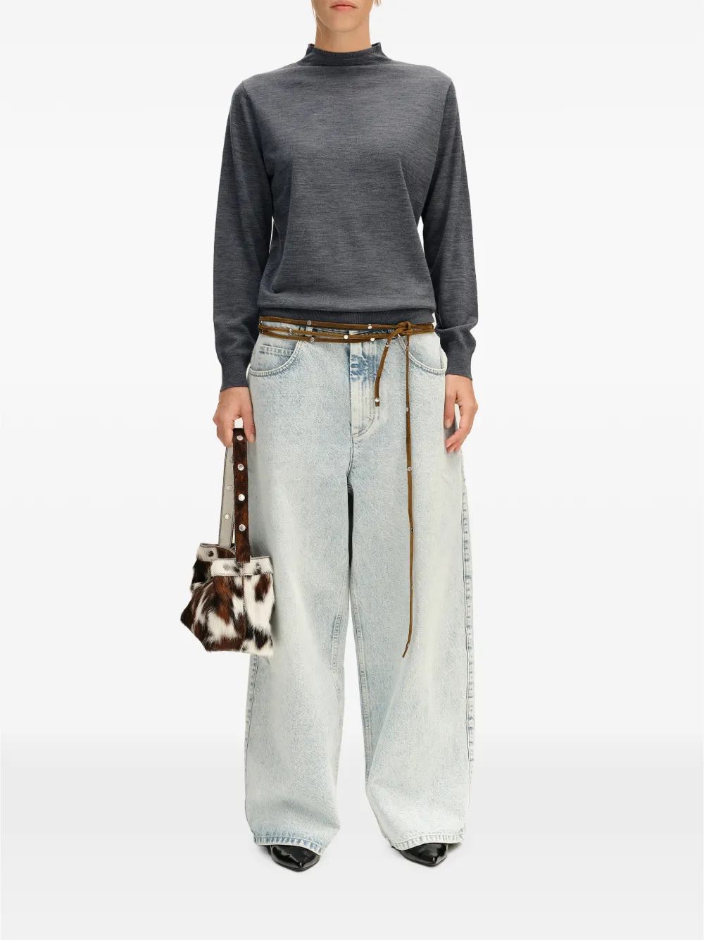 BIMBA Y LOLA dark-gray merino wool turtleneck sweater Grijs