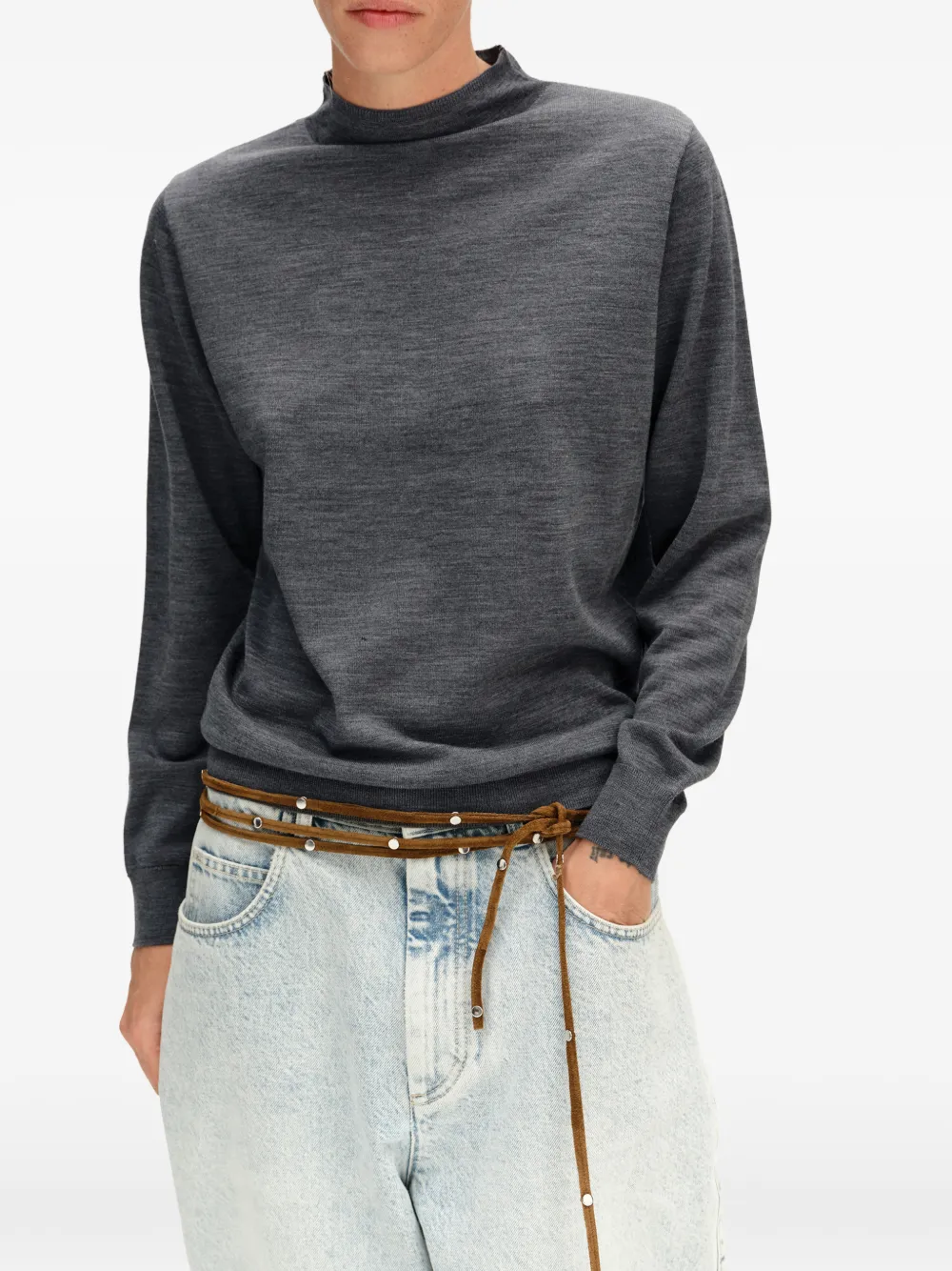 BIMBA Y LOLA pull en laine mérinos à col roulé - Gris BIMBA Y LOLA pull en laine mérinos à col roulé - Gris