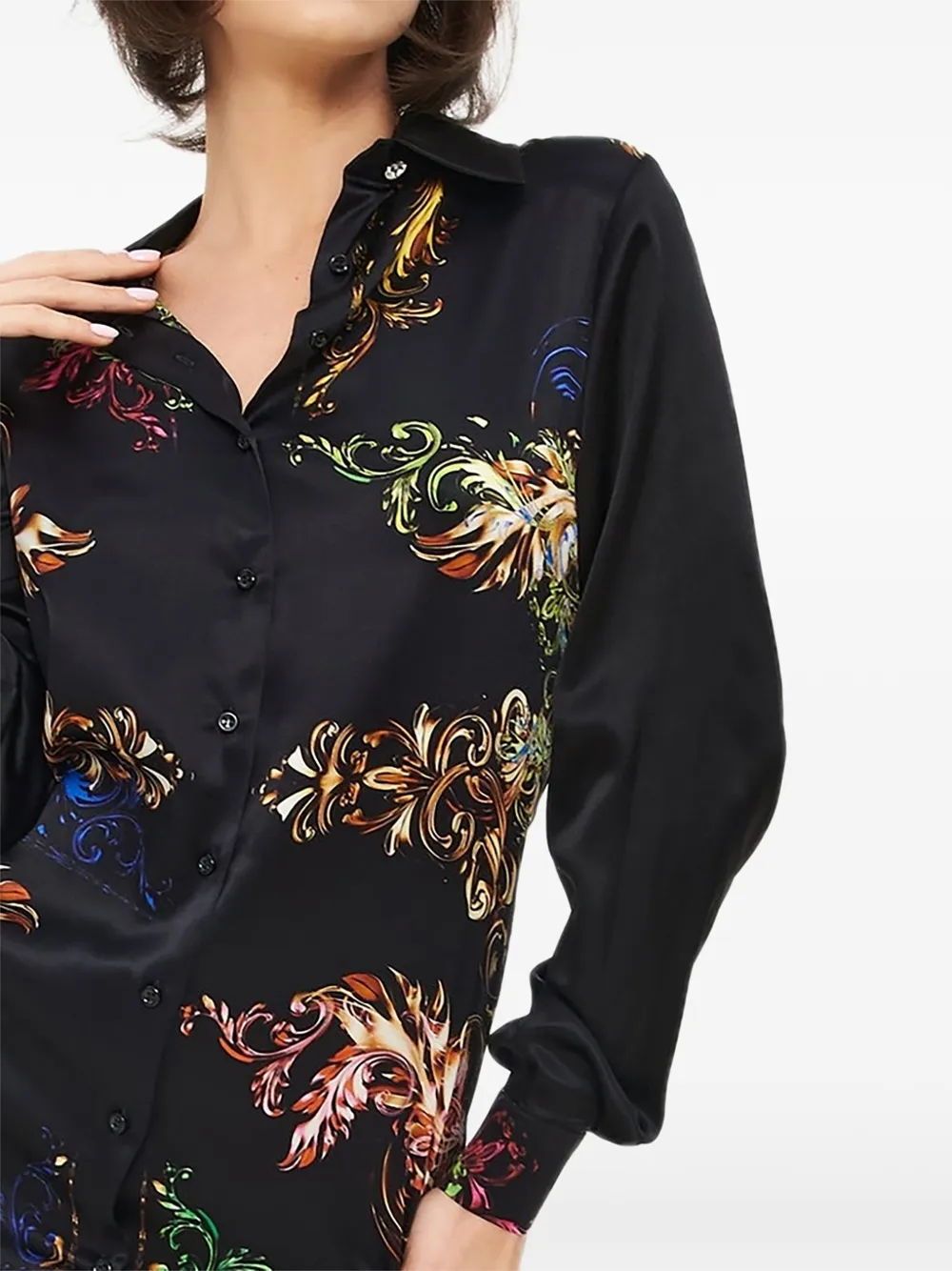 Tessitura baroque-print shirt mini dress