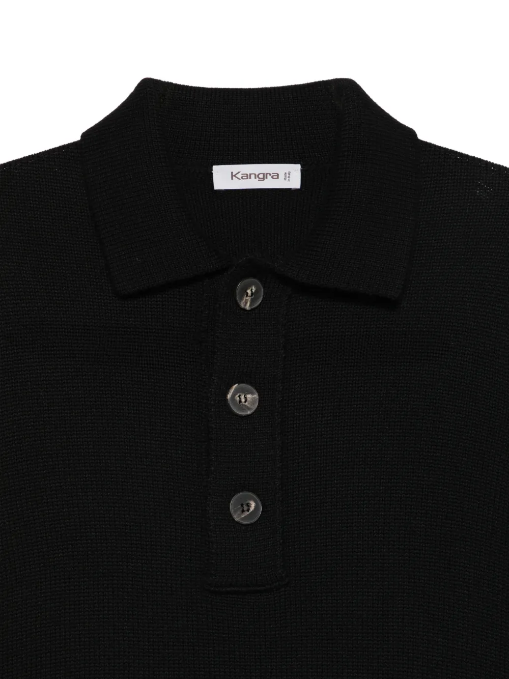 Kangra Gebreid poloshirt Zwart