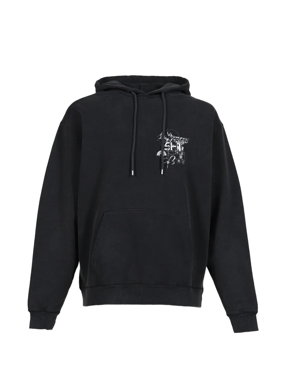 SHT graphic-print washed-effect hoodie