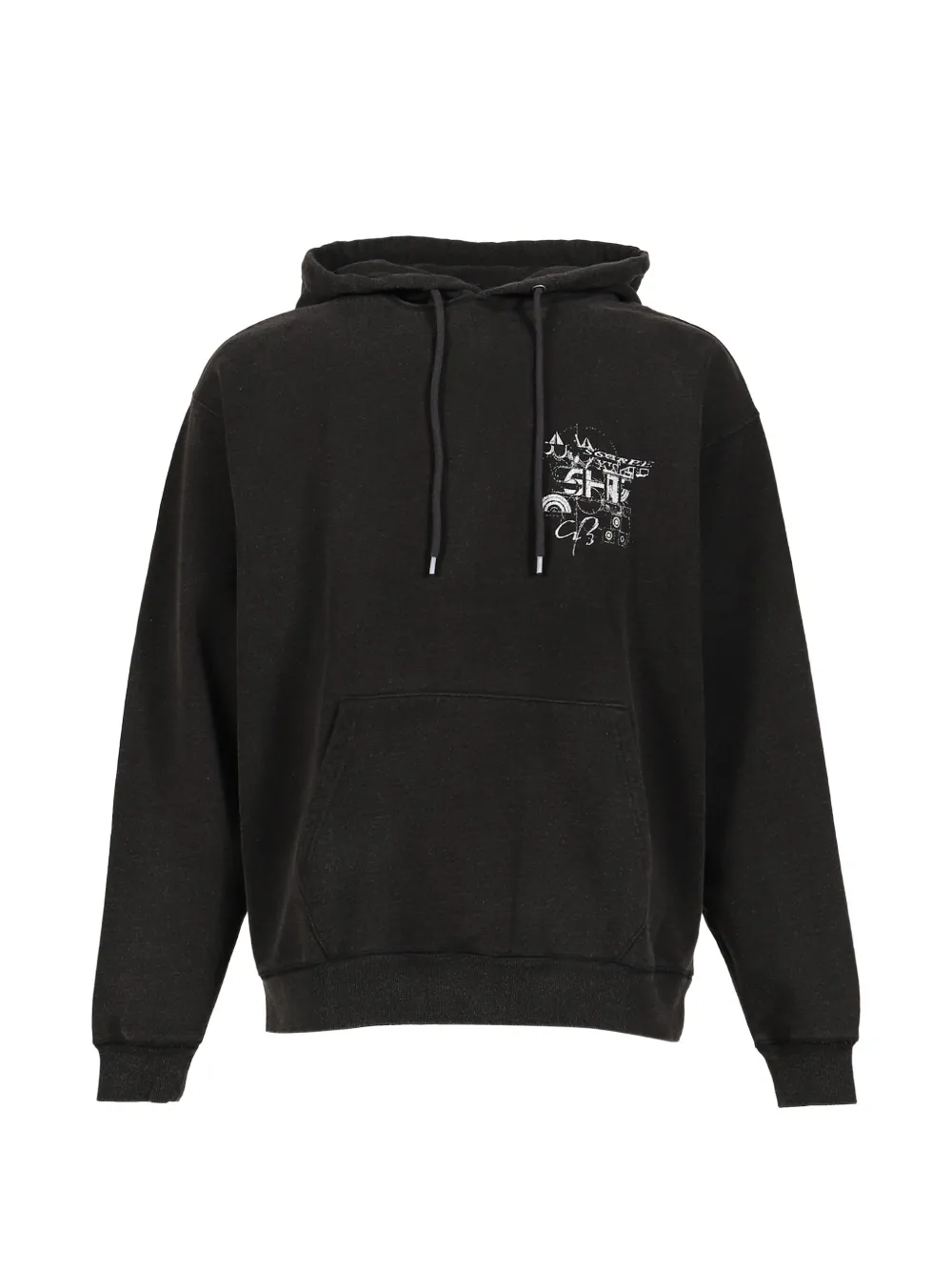 SHT devastated graphic-print washed-effect hoodie