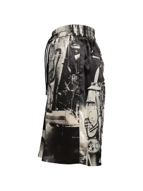 SHT graphic-print drawstring track shorts