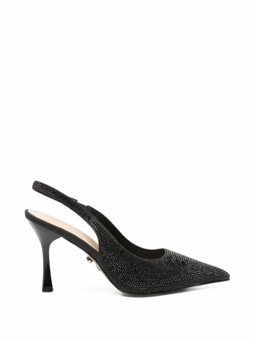 Twenty Four Haitch Crystal-embellished Slingback Pumps In Black