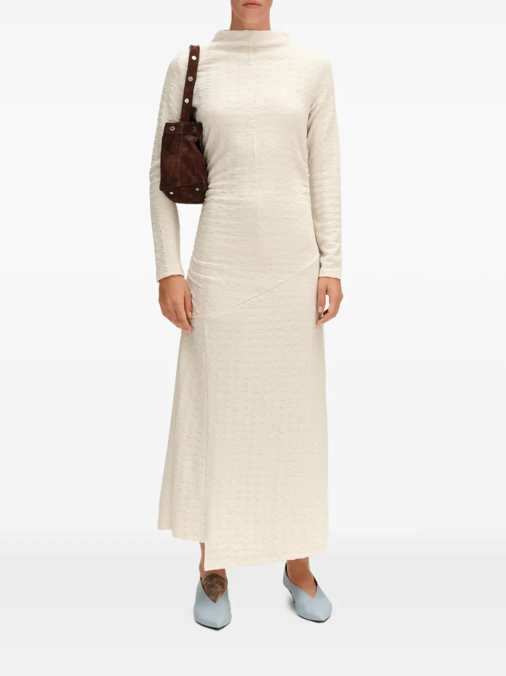 BIMBA Y LOLA ivory textured ruched dress Wit