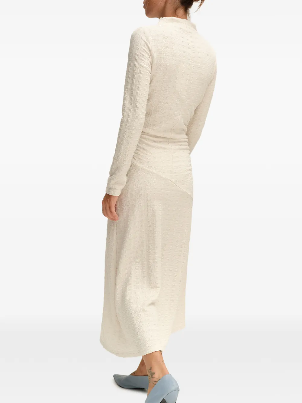 BIMBA Y LOLA ivory textured ruched dress Wit