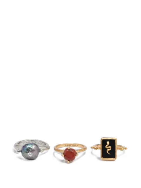 BIMBA Y LOLA set de 3 anillos con perlas y piedras