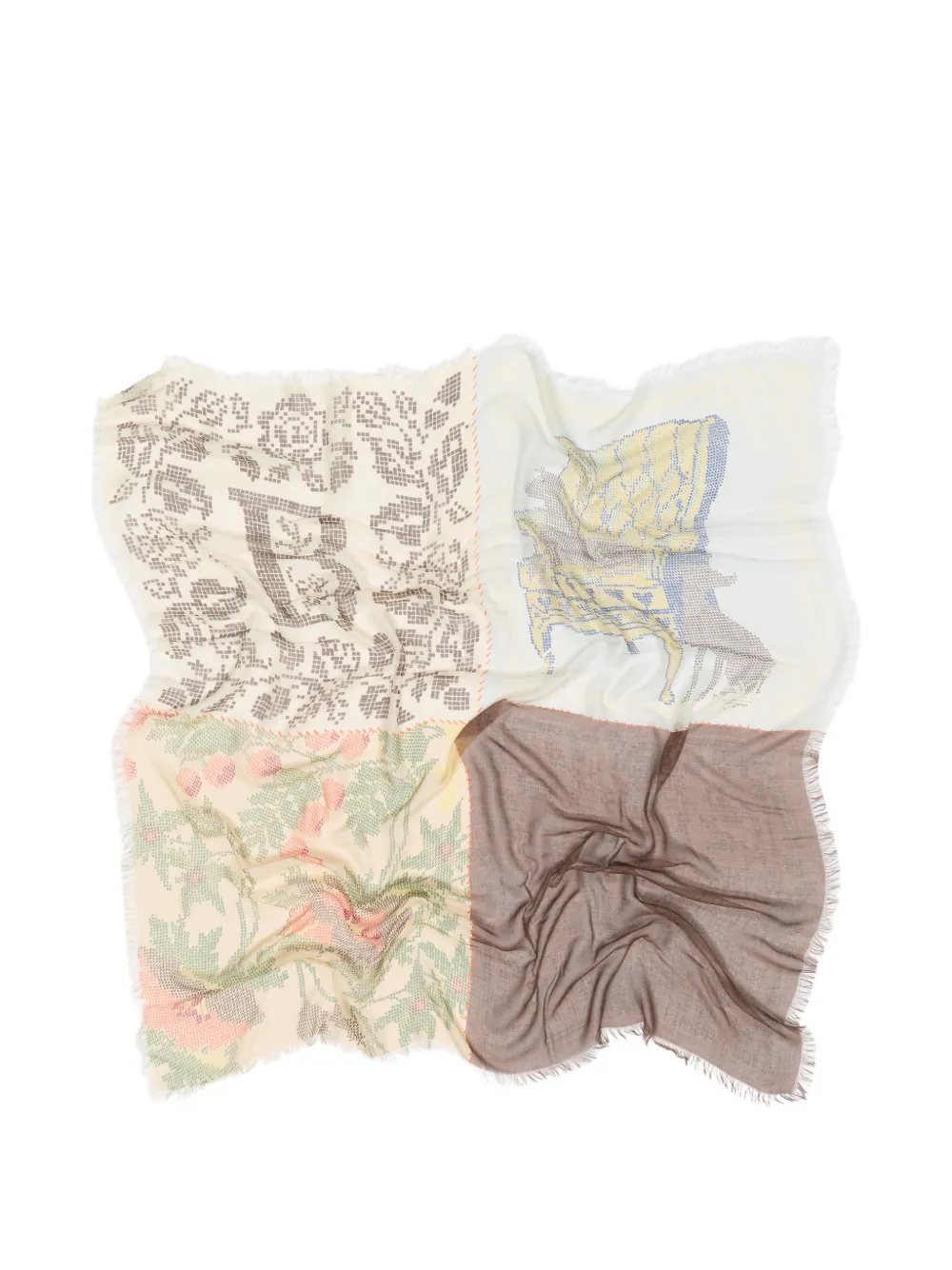 BIMBA Y LOLA petit point patchwork shawl Beige