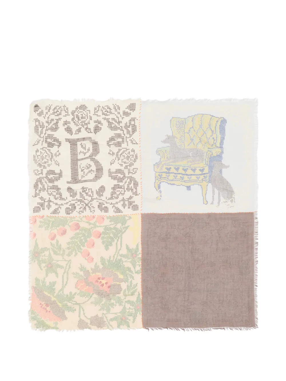 BIMBA Y LOLA petit point patchwork shawl Beige