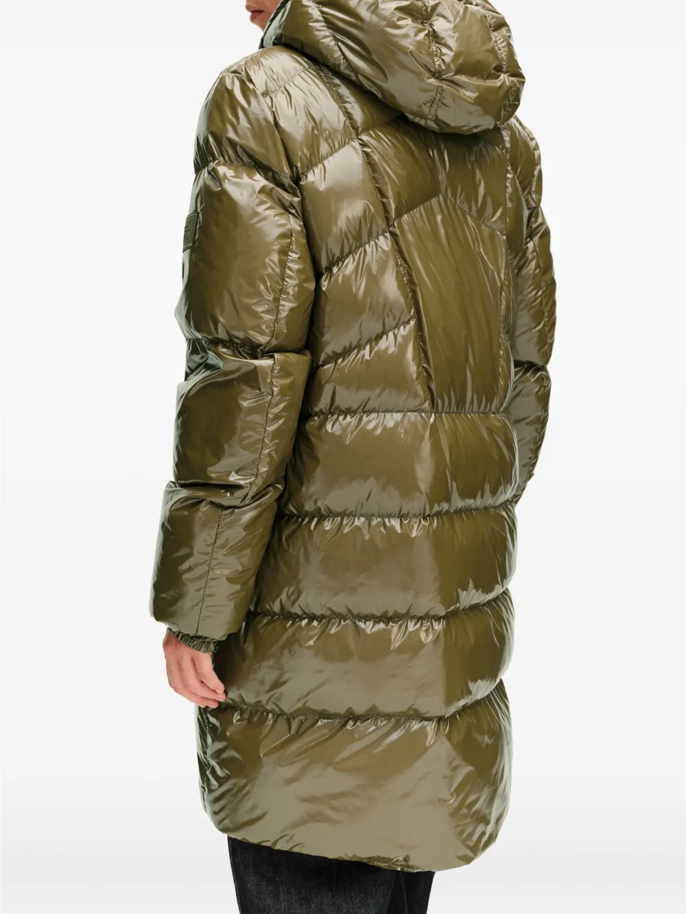BIMBA Y LOLA olive green mid-length quilted coat Groen