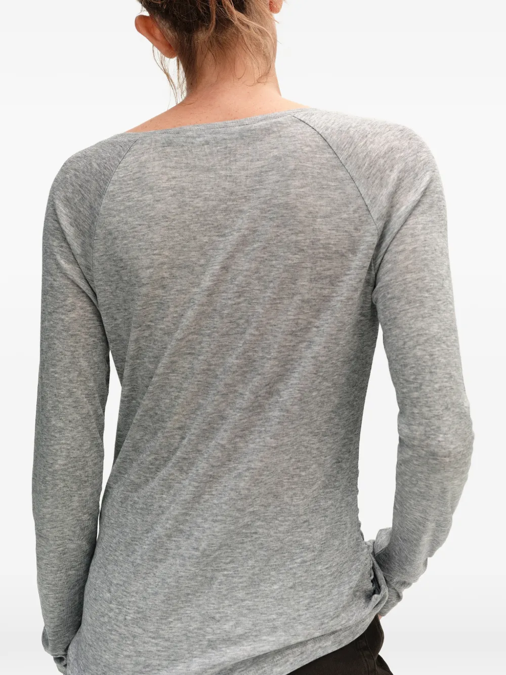 BIMBA Y LOLA gray melange gathered raglan T-shirt Grijs