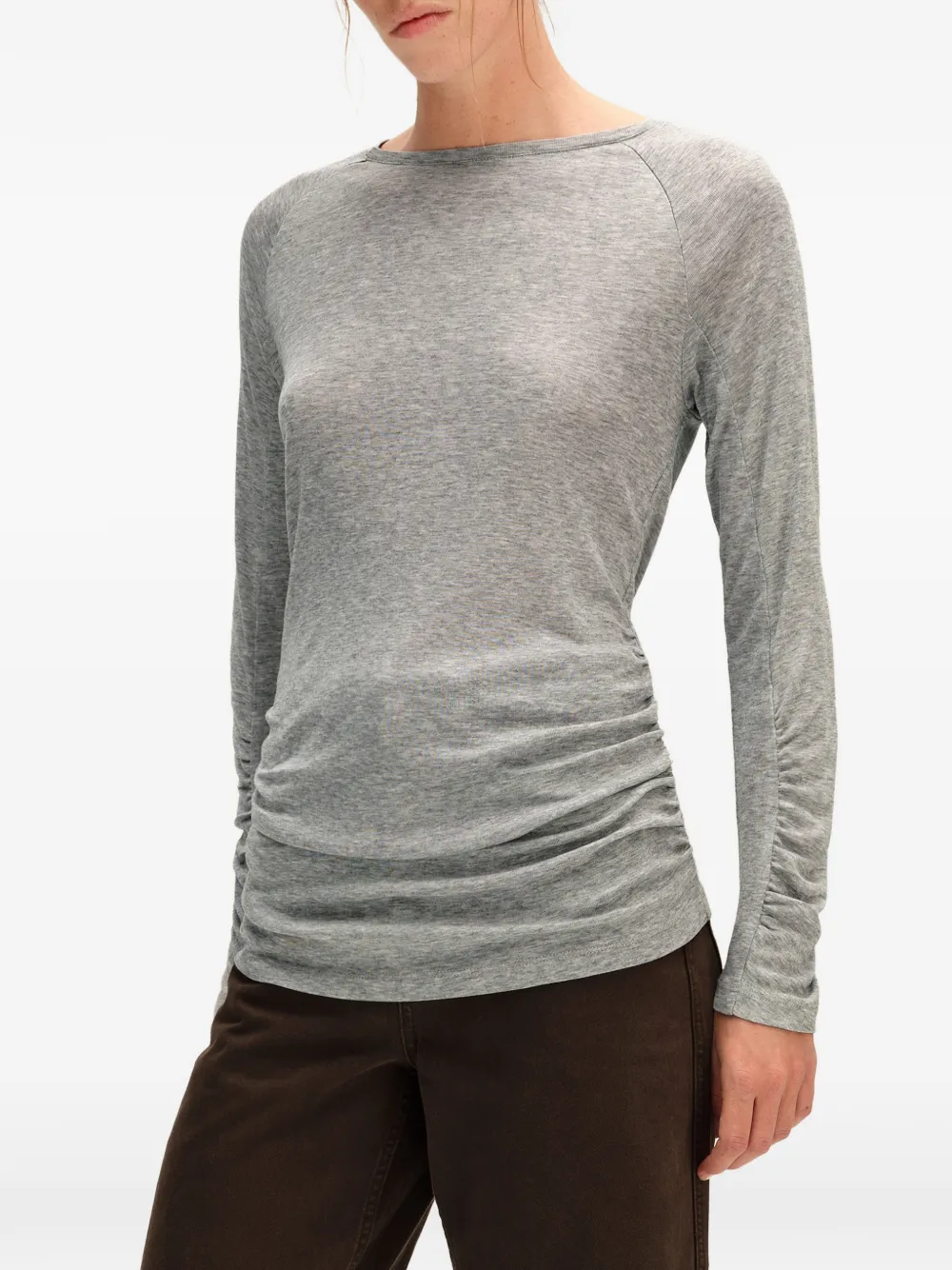 BIMBA Y LOLA gray melange gathered raglan T-shirt Grijs