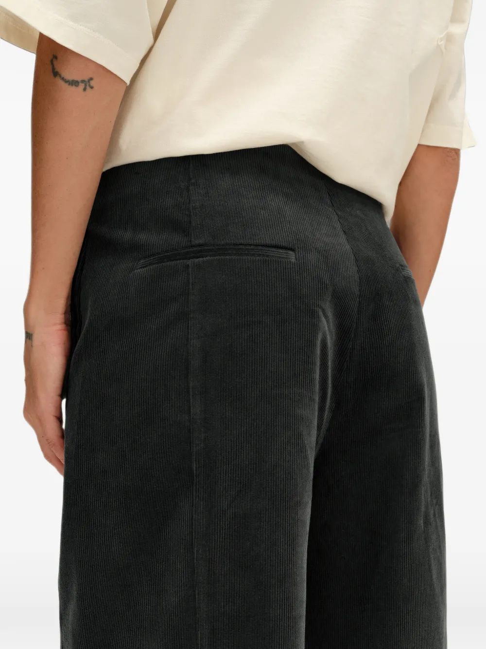 BIMBA Y LOLA dark-gray corduroy barrel-leg trousers Zwart