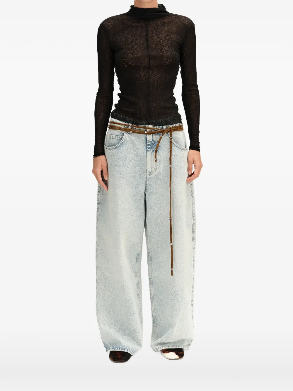 BIMBA Y LOLA fitted black ribbed T-shirt Zwart
