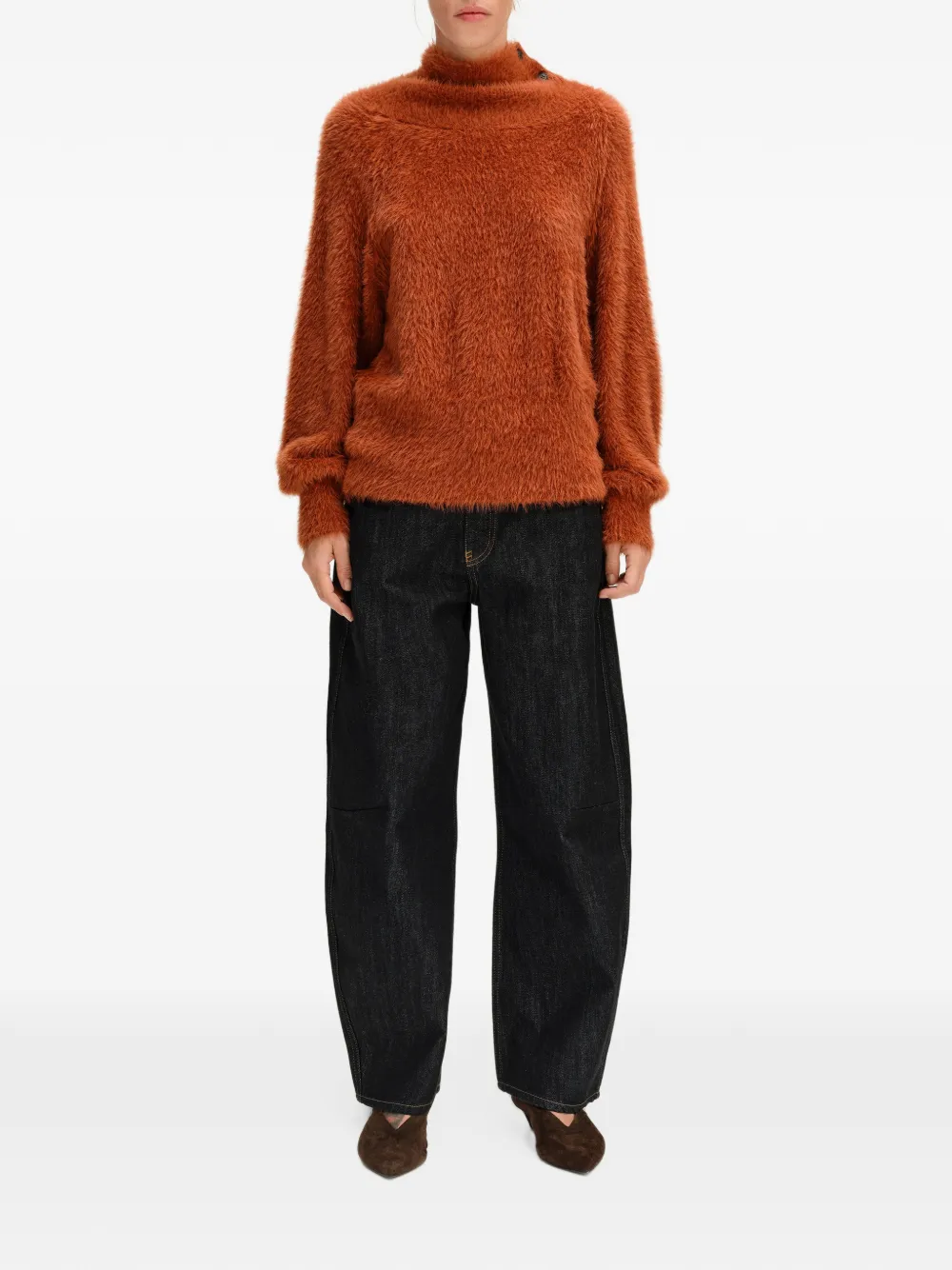 BIMBA Y LOLA burnt-orange fur turtleneck sweater Oranje