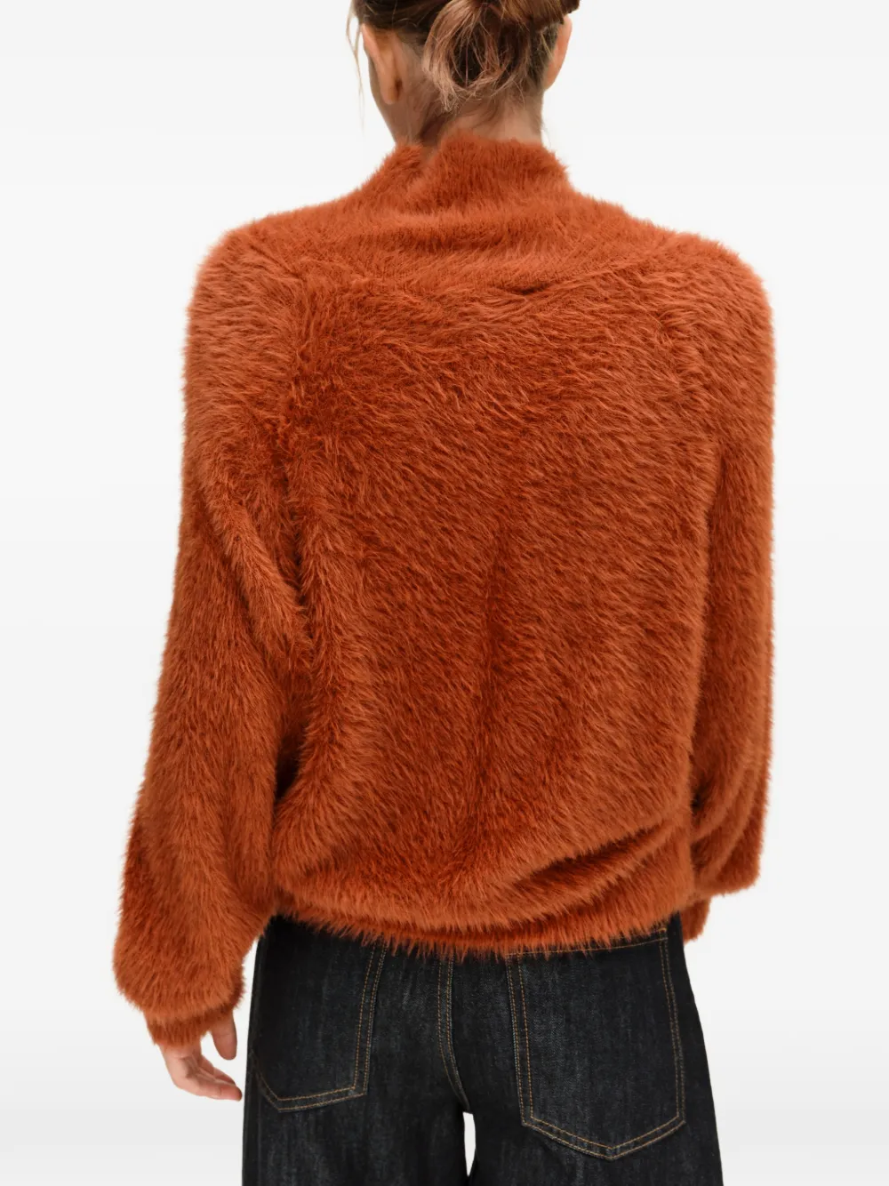 BIMBA Y LOLA burnt-orange fur turtleneck sweater Oranje