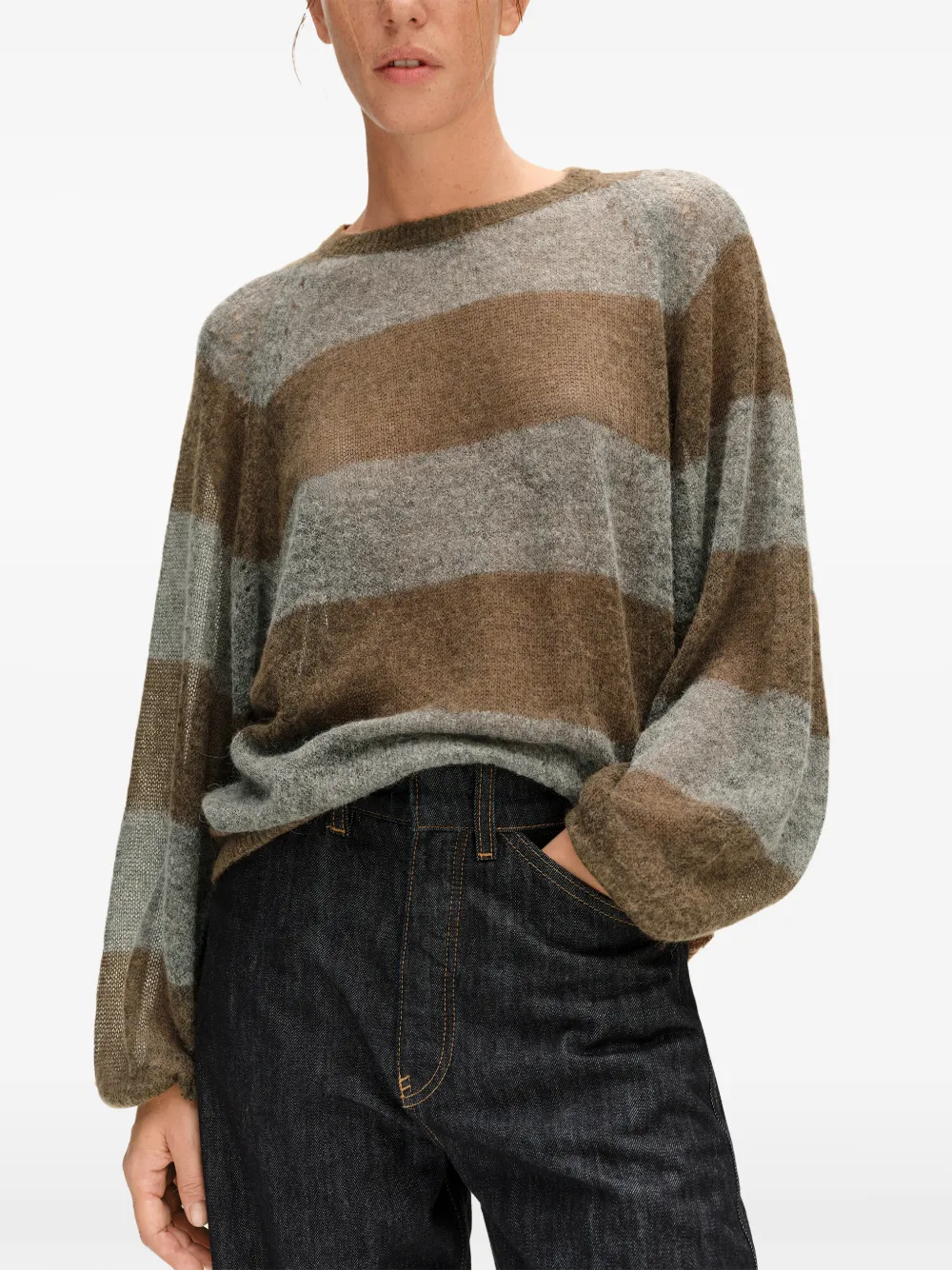 BIMBA Y LOLA toffee striped wool sweater Bruin