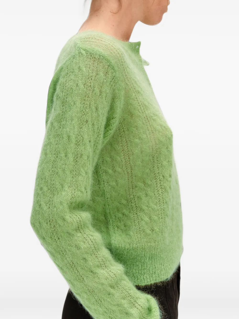 BIMBA Y LOLA apple-green boxy mohair cardigan Groen