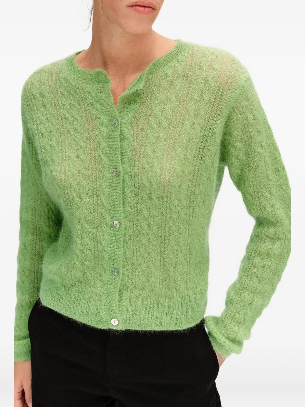 BIMBA Y LOLA apple-green boxy mohair cardigan Groen