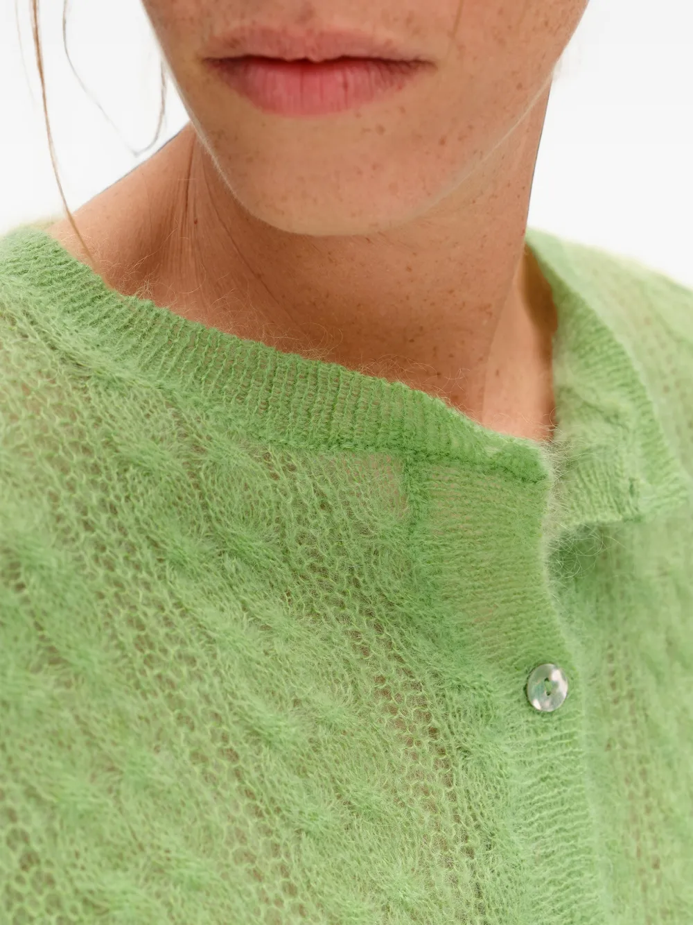 BIMBA Y LOLA apple-green boxy mohair cardigan Groen
