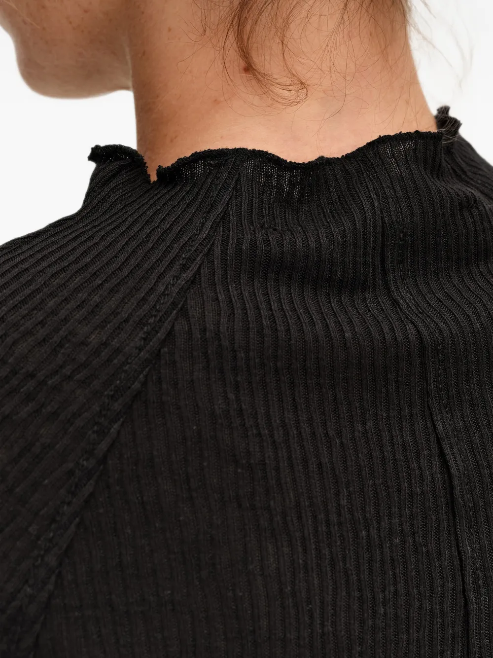 BIMBA Y LOLA black ribbed raglan T-shirt Zwart