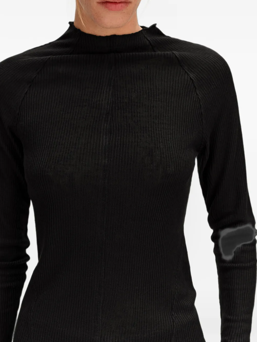 BIMBA Y LOLA black ribbed raglan T-shirt Zwart
