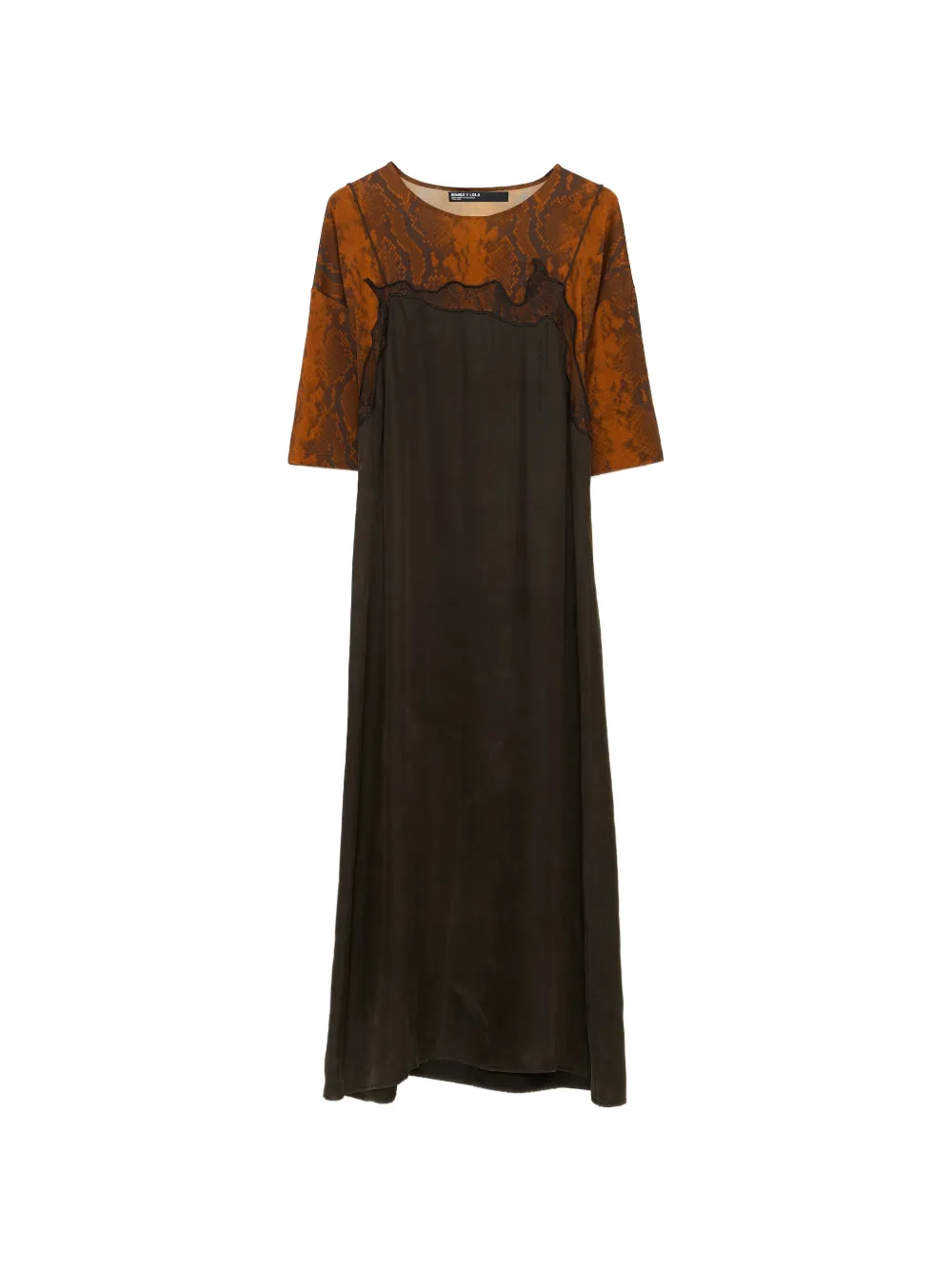 BIMBA Y LOLA faded black layered two-material dress Zwart