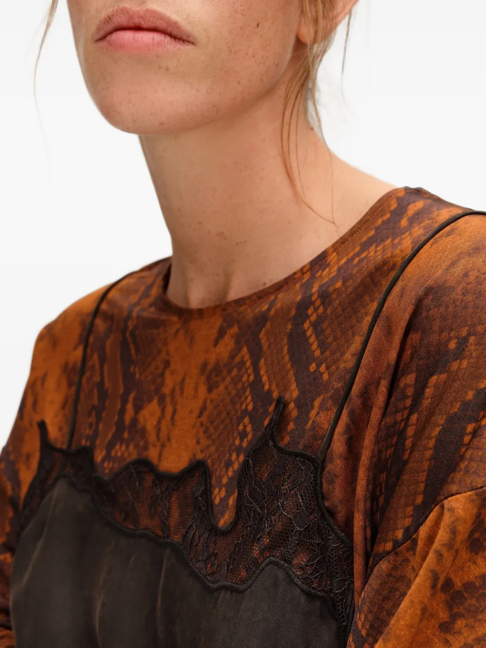 BIMBA Y LOLA faded black layered two-material dress Zwart