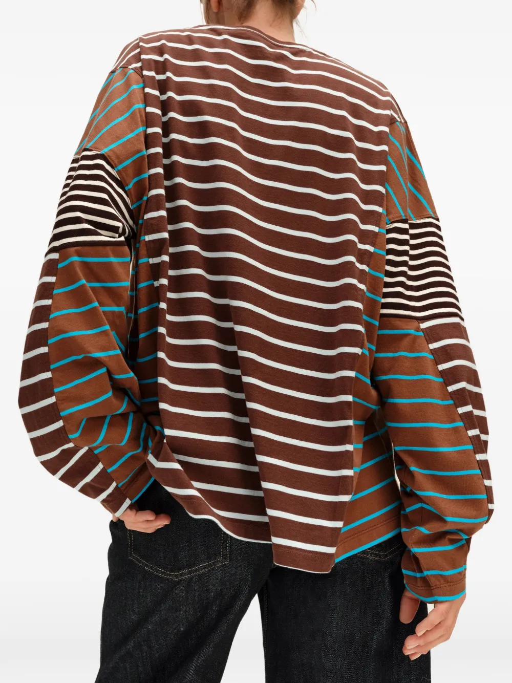 BIMBA Y LOLA brown multi-striped oversize T-shirt Bruin