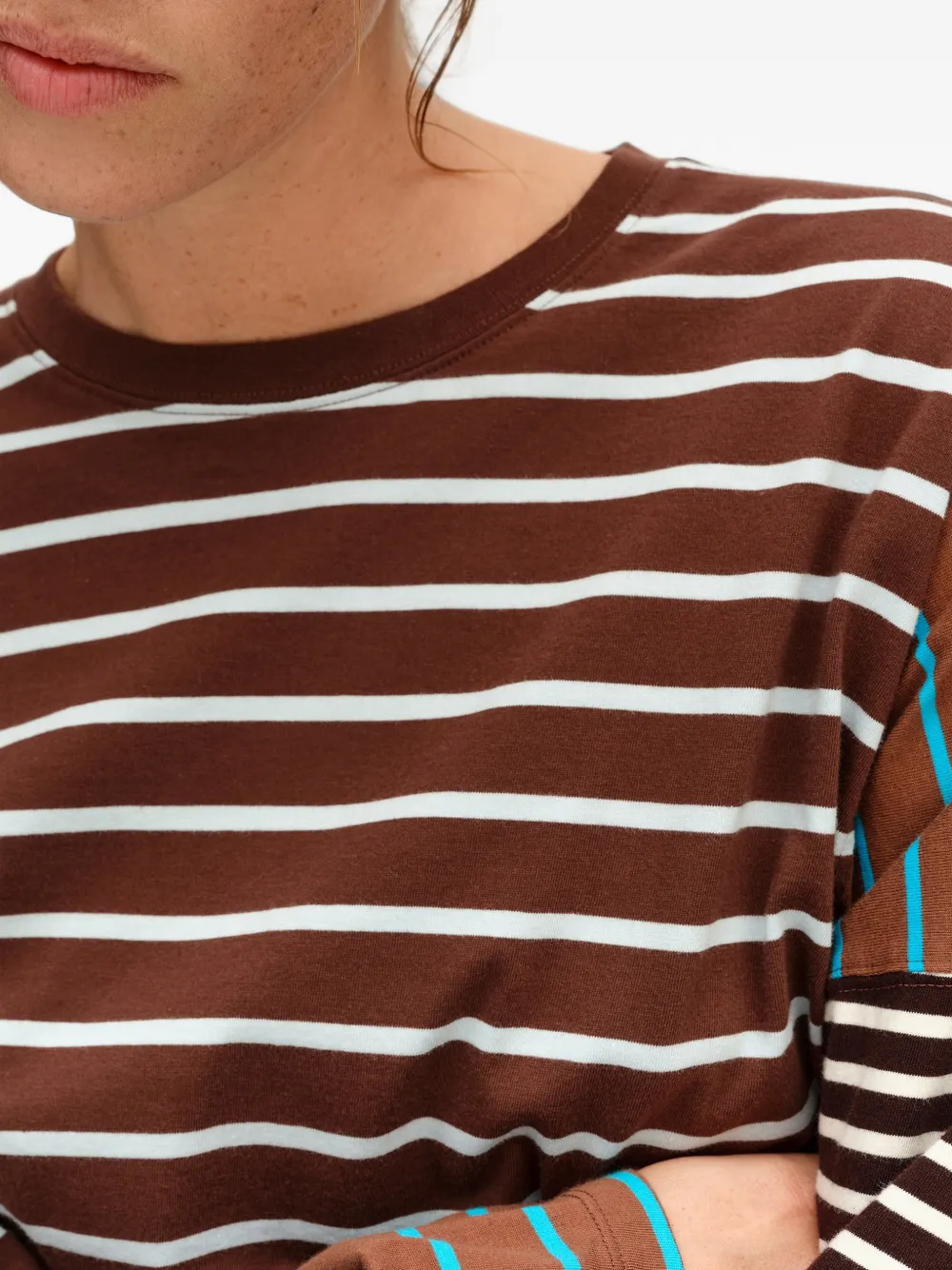 BIMBA Y LOLA brown multi-striped oversize T-shirt Bruin