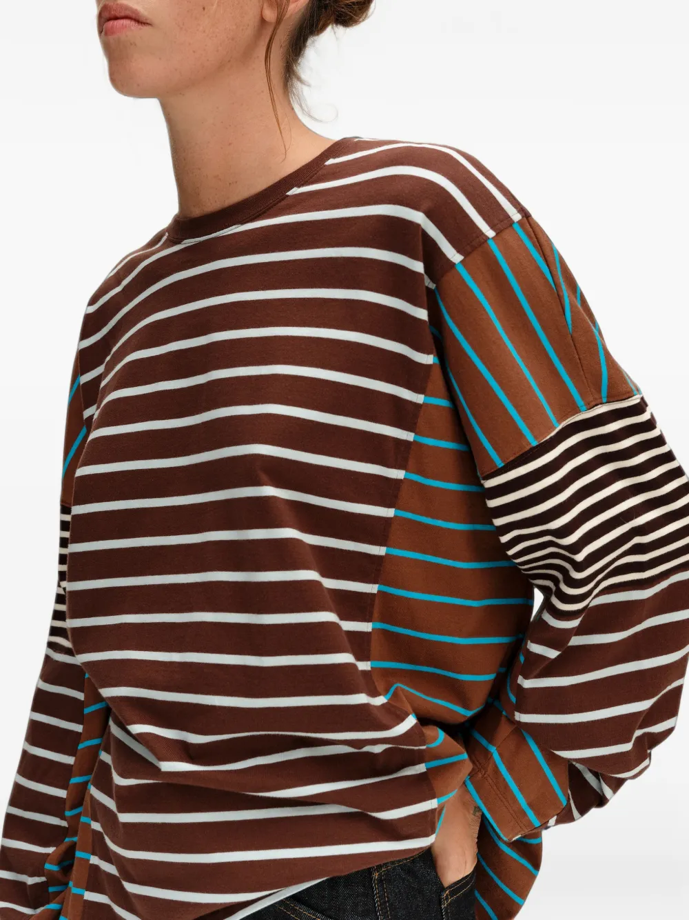 BIMBA Y LOLA brown multi-striped oversize T-shirt Bruin