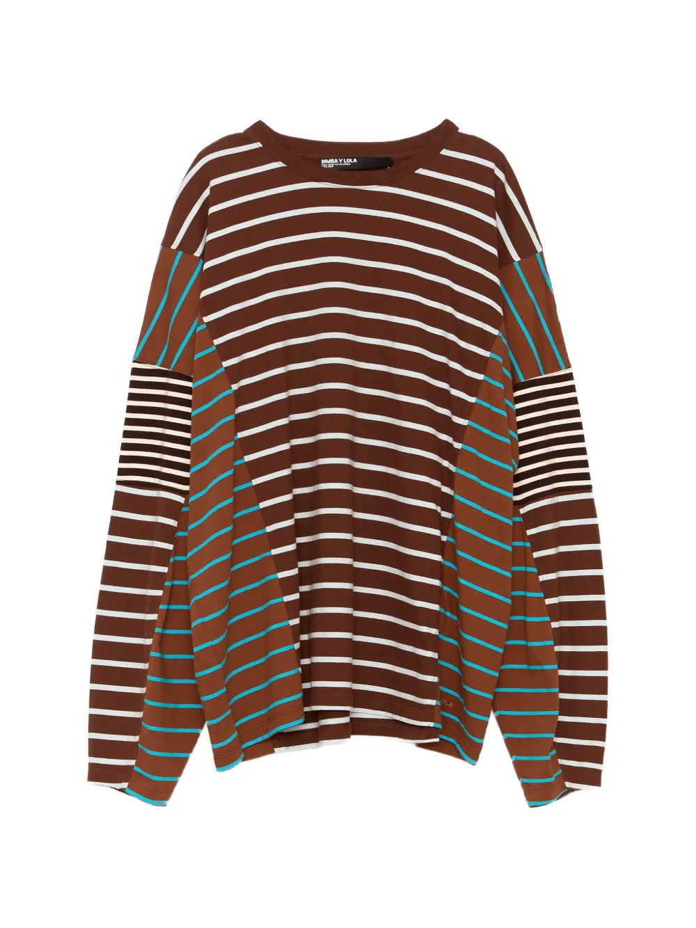 BIMBA Y LOLA brown multi-striped oversize T-shirt Bruin