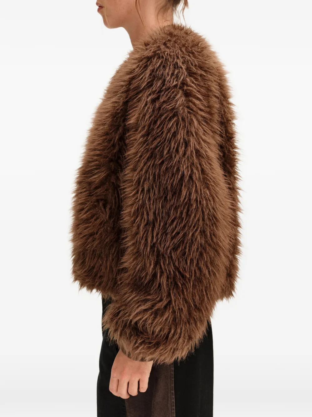 BIMBA Y LOLA khaki brown fur bomber jacket Bruin