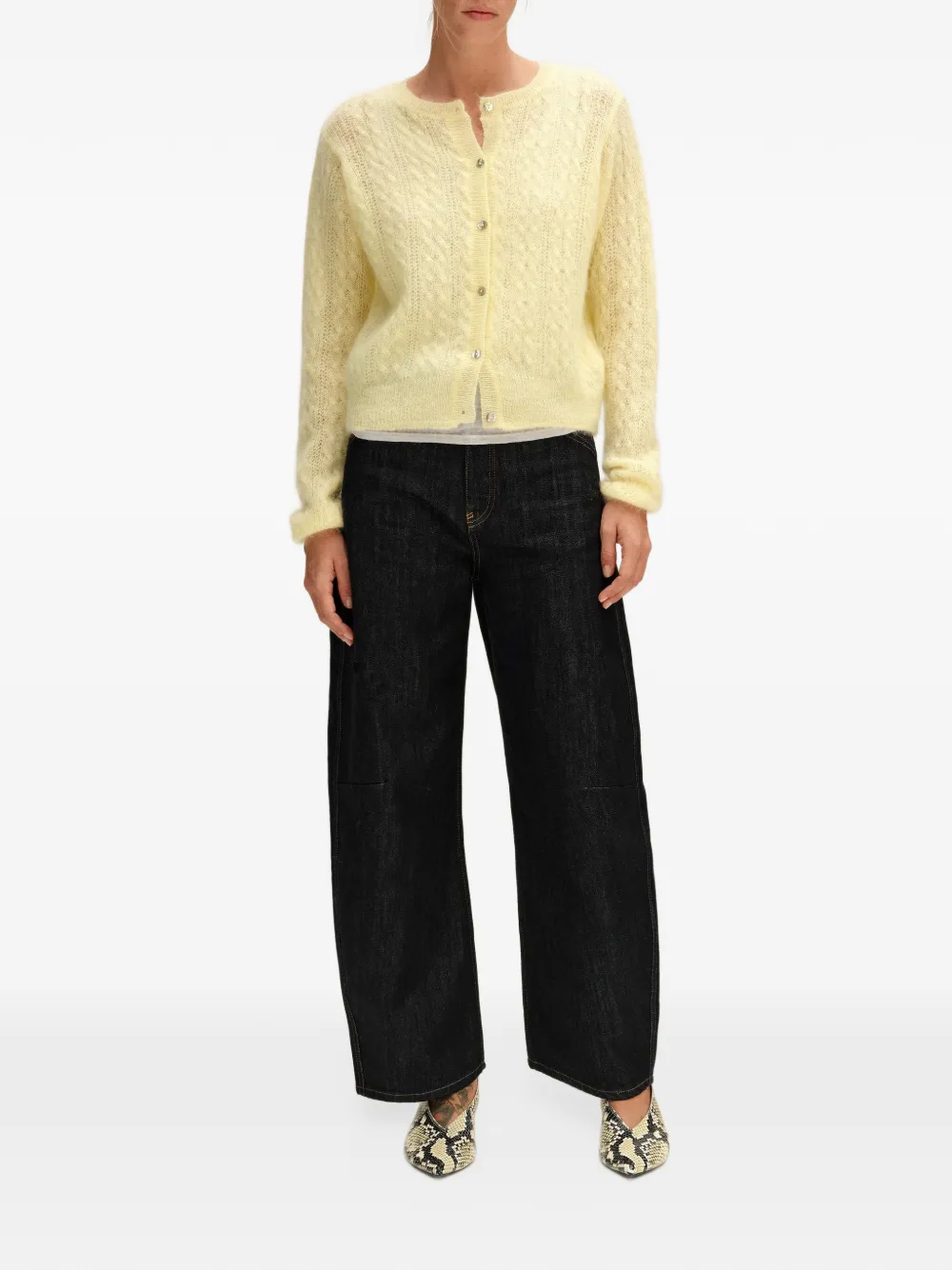 BIMBA Y LOLA light-yellow boxy mohair cardigan Geel