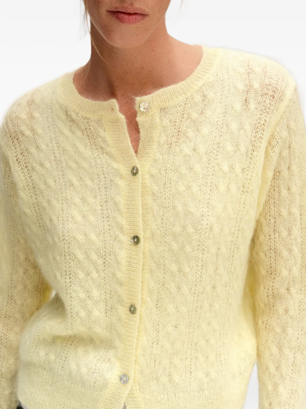 BIMBA Y LOLA light-yellow boxy mohair cardigan Geel