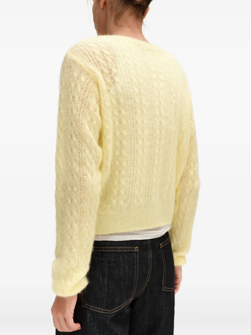 BIMBA Y LOLA light-yellow boxy mohair cardigan Geel